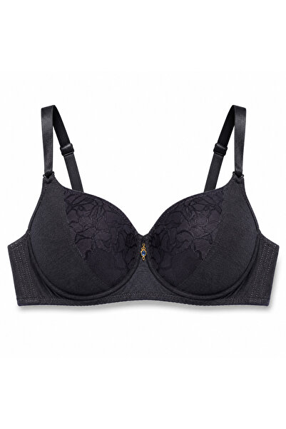 Generic Women's Padded Bra Black with Lace Detail & Adjustable Straps-Size 58...