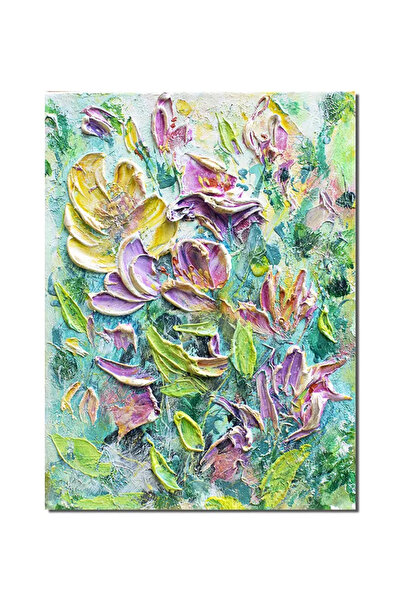 artnova Painting Flowers in the garden hand-painted impasto, 40x30cm acrylic ...