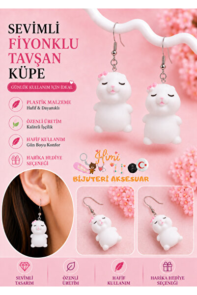 himi bijuteri aksesuar Floral Rabbit Joyful Cute Animal Figured Dangle Earrin...