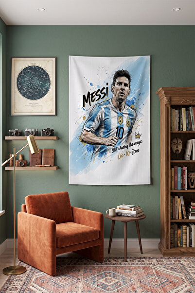 Milura Lionel Messi Duvar Örtüsü – Modern Dekoratif Kaliteli Kumaş Tapestry D...