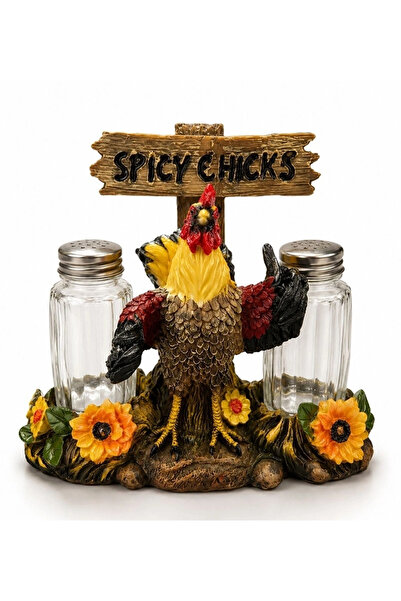 ALFA AKSESUAR 03 Polyester Farm Themed Rooster Salt and Pepper Shaker Set Alk...