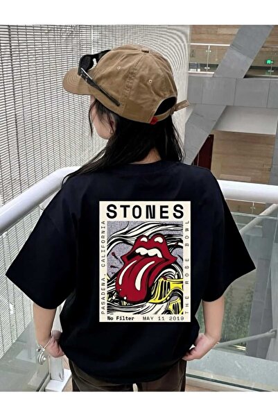 New Shine Rolling Stones Printed Oversize Cotton T-Shirt