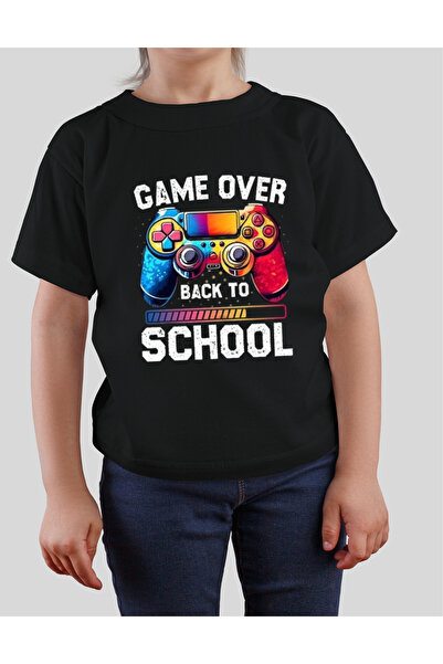 TİMİSİVA Children's Printed Crew Neck Short Sleeve Black T-Shirt