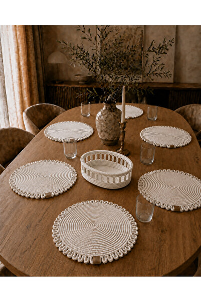 Efuliz Home Jute Straw Natural American Serving Plate Set Handmade Handmade P...