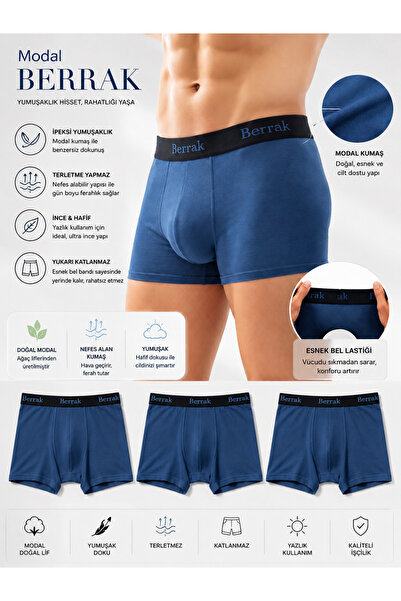 Bilal Çınar Tekstil 3-Pack Men's Boxers Anti-Sweat Thin Summer Breathable Mod...