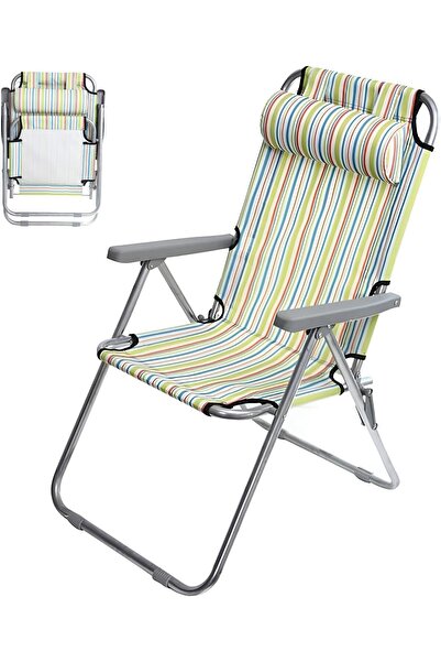 Cady One Folding Lounge Chair with Removable Head Cushion, Canvas Camping Cha...
