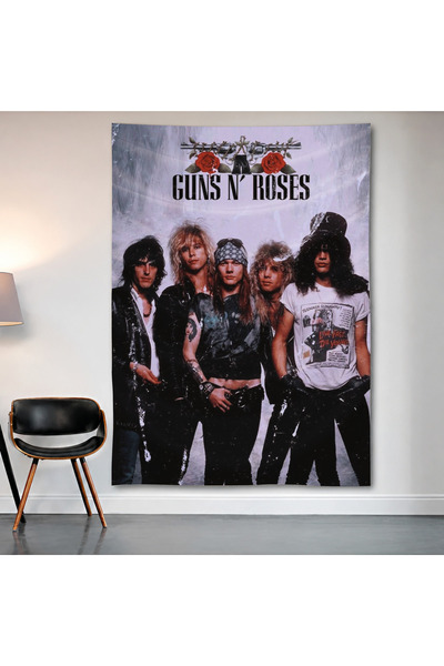 Geek Cultcha Guns N' Roses Wall Covering Wall Tapestry First Quality Satin Fa...