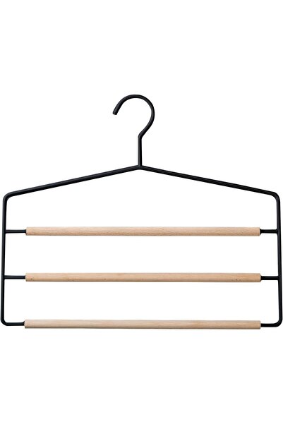 Arabest 2-Piece Space-Saving Pants Hangers,Non-Slip Wooden 3-Tier Closet Orga...