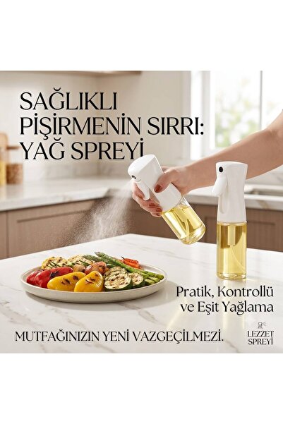 SEVORAHOME Store Sprey Yağdanlık Cam Şişe Yağ Püskürtücü 225 ml Airfryer Kıza...