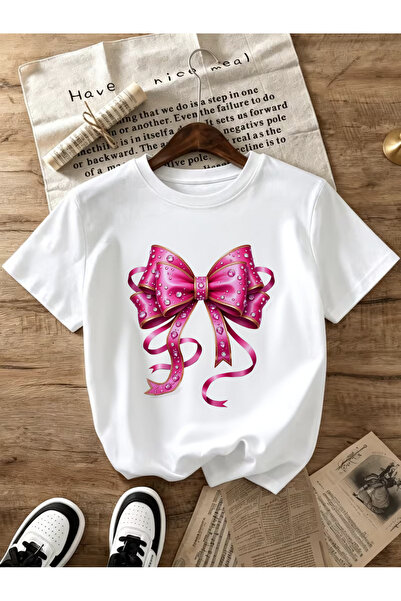Ekim11 Vintage Tee, 100% Round Neck Spring Summer Women'S Clothing, Pink Bowk...