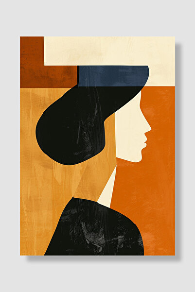Luna Marissa Poster abstract Profil feminin Siluetă Portocaliu Bleumarin Negr...