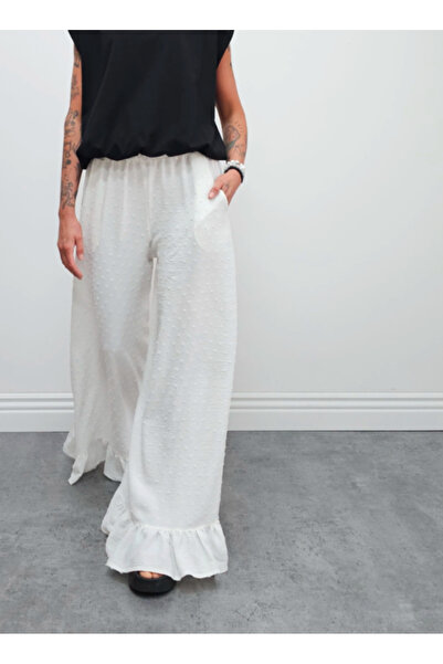 Ablush Pantaloni din țesătură boucle cu volane