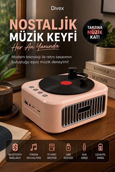 Divex Nostaljik Pikap Tasarımlı Bluetooth Hoparlör FM Radyo USB AUX TF Kart T...
