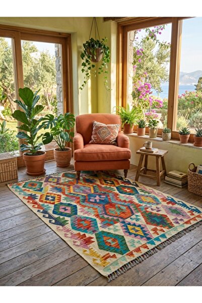 DOGANLAR ANTIQ MİRAS El Dokuma 47 Multy Kök Boya Yün Kilim-122x179