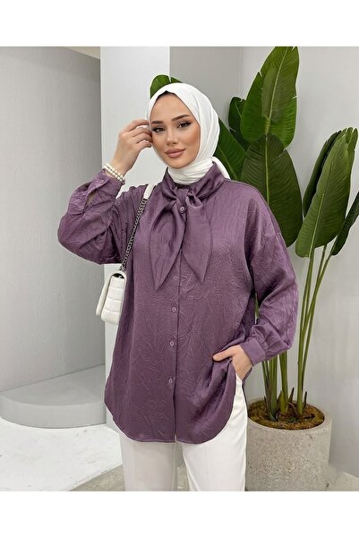 Generic Brand Collar Detail Satin Tunic-Dried Rose
