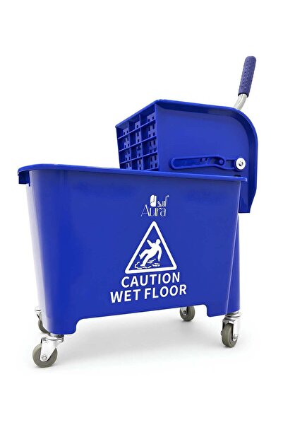 AURA Mop Bucket with Wringer 20L | Heavy Duty Cleaning Trolley with 360° Swiv...