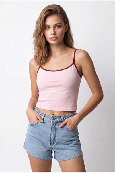 Mixray 2170 Women's High Waist Cut-Off Leg Pocket Detailed Denim Shorts Blue