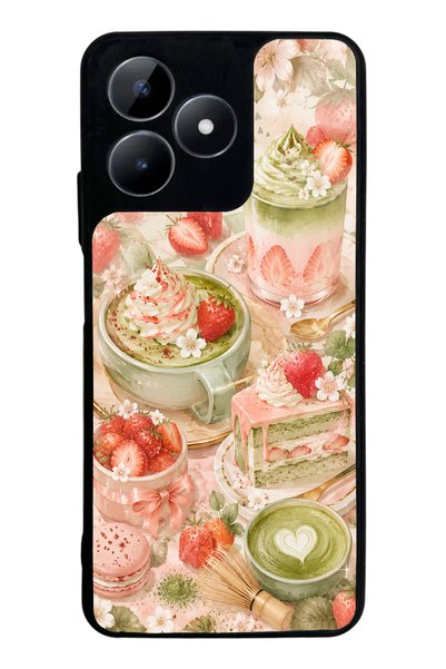 Spoyi حافظة هاتف لامعة بتصميم Realme C53 Blush Matcha Garden