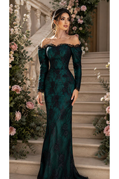 Asma Fashion Think Twice about This Luxurious Long-Sleeved Evening Gown Featu...