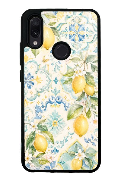 Spoyi حافظة هاتف لامعة بتصميم حديقة الليمون الأزرق لهاتف Xiaomi Redmi Note 7
