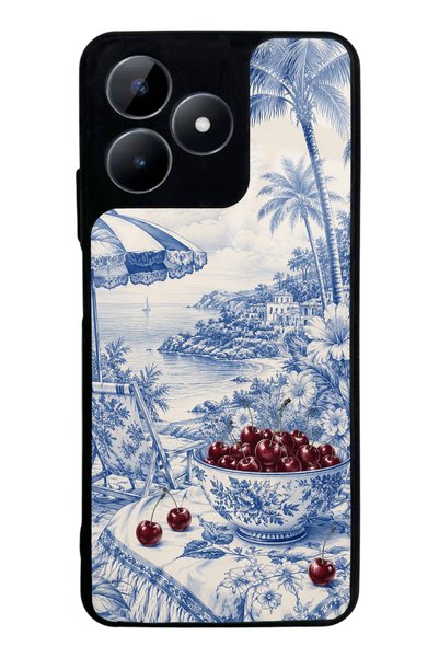 Spoyi Realme C53 Blue Porcelain Cherry Coast Design Glossy Phone Case