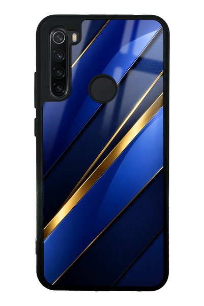 Spoyi حافظة هاتف Xiaomi Redmi Note 8 بتصميم ذهبي لامع مع حواف من الياقوت الأزرق