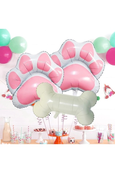 Baloane Vesele Set 3 Baloane Decor Petrecere Catelus - Labute Roz si Os Alb S...