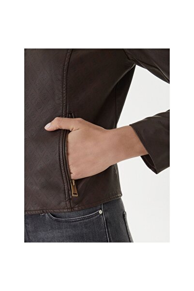 Guess Γυναικείο Μπουφάν Δερματίνη W6GL09W1834 Καφέ