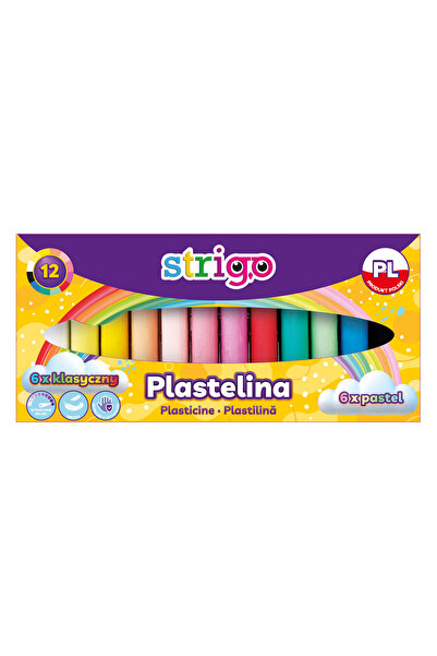 Strigo Plastilina 12 culori 6 culori clasice si 6 culori pastel
