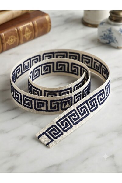 satab Fransız Greek Key Desenli Kurdele / Dekoratif Şerit 40mm - 10metre