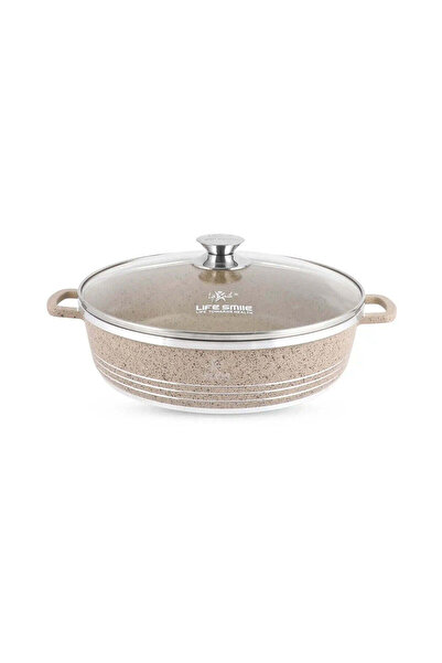 Lifesmile Life Smile 32 cm Oven-Safe Granite Coating Cooking Pot with Glass L...