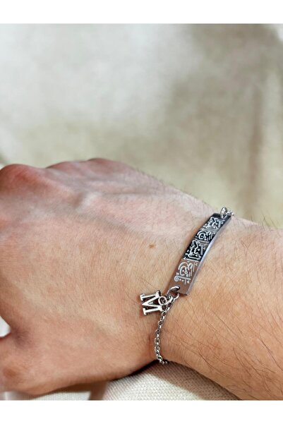 bijoux uniques Ayet-El Kürsi m Letter 316L Steel Tarnish Resistant Bracelet