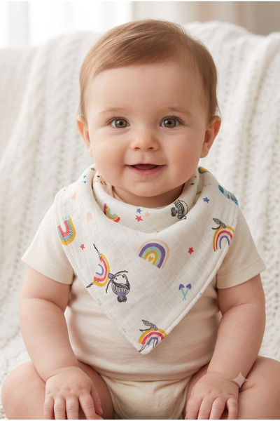 minial Baby Feeding Bib Muslin Bib 5 Pieces 100% Cotton with Snap Fasteners