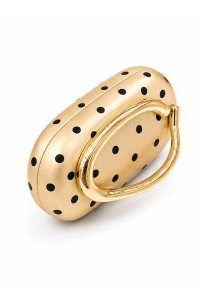 Mirel çanta OVAL FORMLU GOLD AKSESUARLI PAUNTİYELİ CLUTCH ÇANTA GOLD