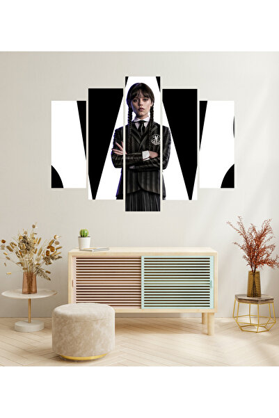 TABLOX 5 Parça Wednesday Addams Jenna Ortega Netflix Dizisi Dekoratif MDF Tab...