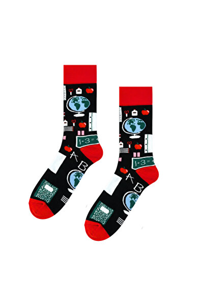 CARNAVAL SOCKS Stationery and School Patterned Black Red Unisex Socks