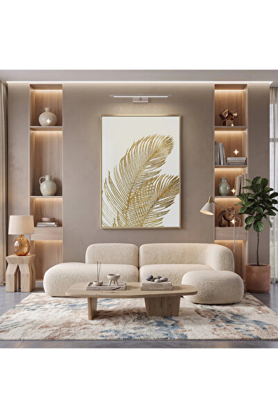 KOLAJTASARIM Masă de sticlă cu cadru metalic auriu Tropical Leaf Warm Gold, p...