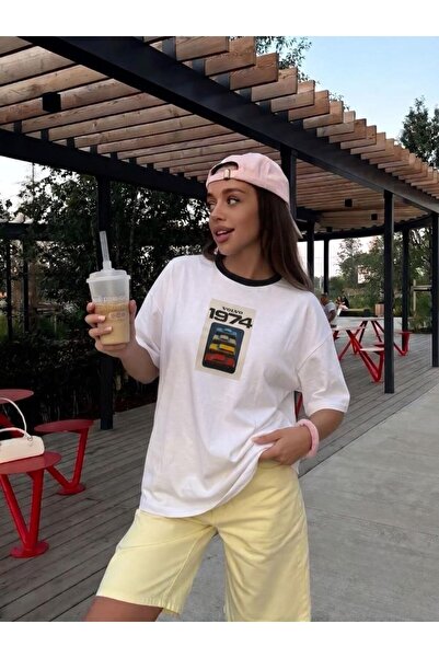 DENİKK Trend Oversize Washed Vintage Effect Printed Short Sleeve T-Shirt