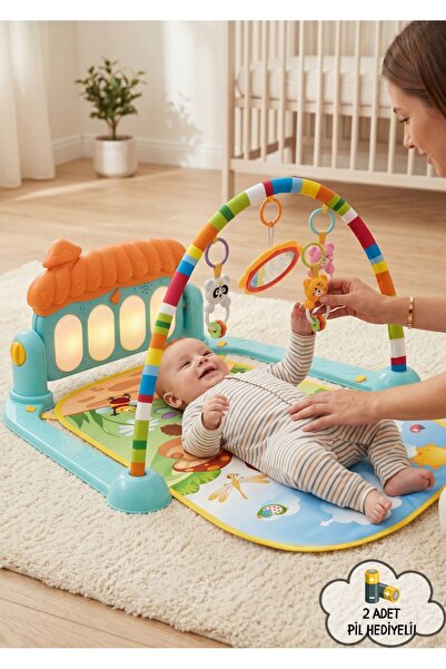 Bebeck Mantar Piyanolu Aktivite Oyun Halısı Piyanolu Oyun Halısı PİL HEDİYELİ