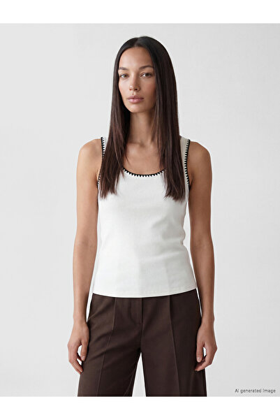 LC Waikiki Lcw Everyday Brown U-Neck Embroidered Women's Undershirt