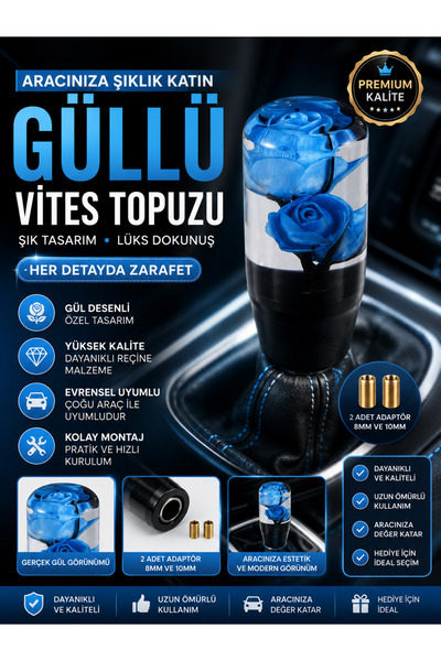 İyem Mavi Güllü Vites Topuzu