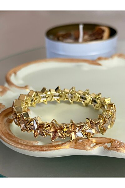 ANKA JEWELLRY Star Stone Gold Women's Steel Flexible Bracelet