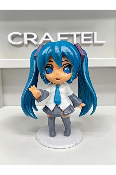 CRAFTEL Hatsune Miku Anime Chibi Figür 3D Figür El Boyaması 10 cm