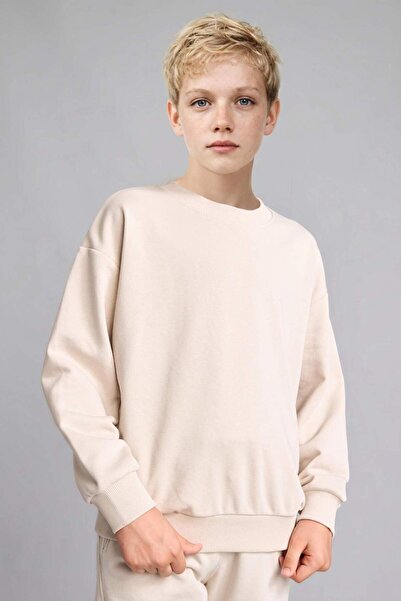 DeFacto Oversize Crew Neck Beige Sweatshirt for Boys H7135A826Au