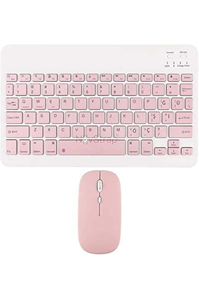 MOBİTEK Honor Pad 8 HEY-W09 İçin Universal Klavye Mouse Set Pembe