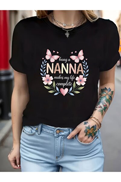 212Wear تي شيرت مطبوع عليه عبارة Being a Nanna Makes My Life Complete، قميص ك...