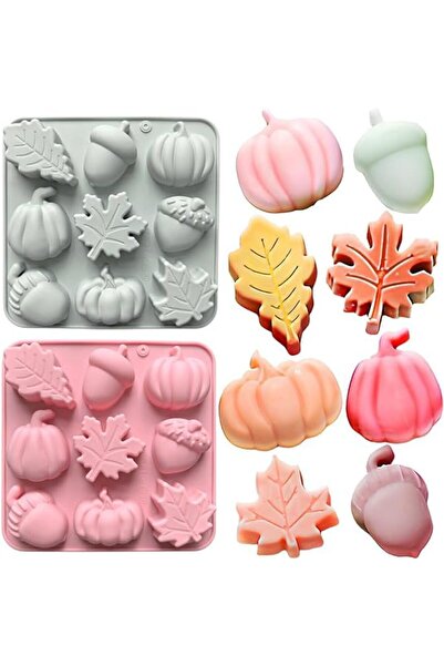 Arabest 2-Piece Silicone Mould,18 Cavities,Maple Leaf Pumpkin Acorn Shape,Cak...