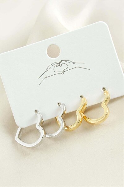 ZERO LAND Spt-Gld 4 Pieces Heart Metal Earrings (103445) - Yellow