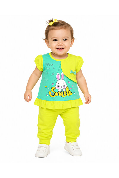 Generic Girls' Rabbit Print Outfit Set, Size 1Y |   T-Shirt and Trousers, Bri...