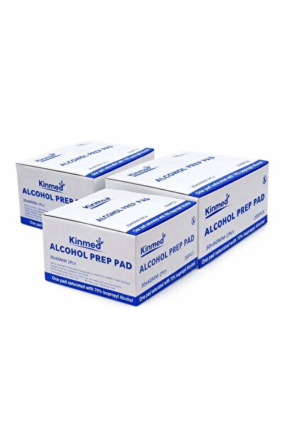 Kinmed Three Packs of Medical Alcohol Swabs, each pack contains 200 swabs, si...
